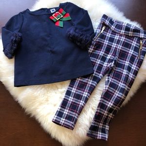 EUC Janie and Jack 2T girls navy top pants set!